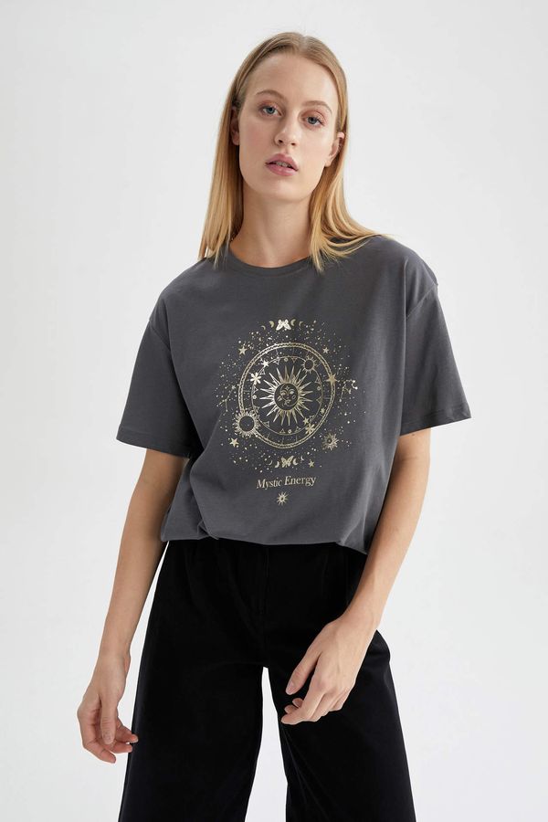 DEFACTO DEFACTO Oversize Fit Crew Neck Printed Short Sleeve T-Shirt