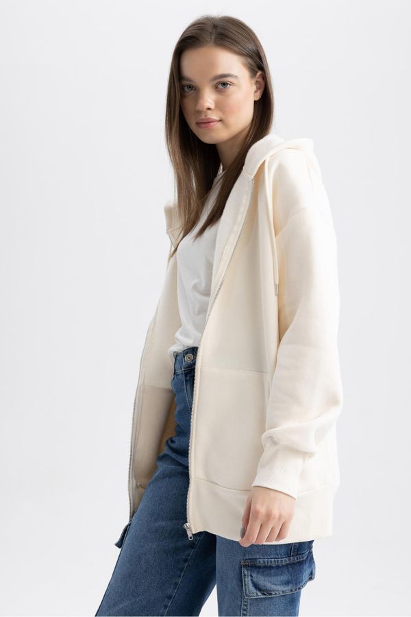 DEFACTO DEFACTO Oversize Fit Hooded Thick Fabric Cardigan