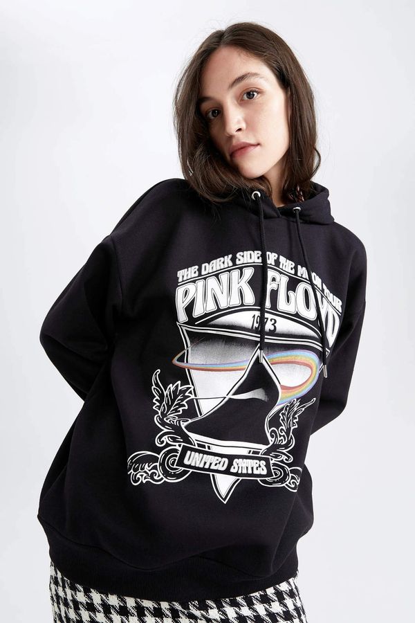 DEFACTO DEFACTO Oversize Fit Pink Floyd Printed Long Sleeve Sweat Shirt