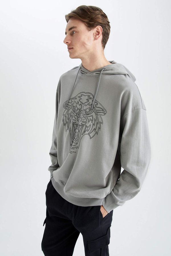 DEFACTO DEFACTO Oversize Fit Printed Long Sleeve Sweat Shirt