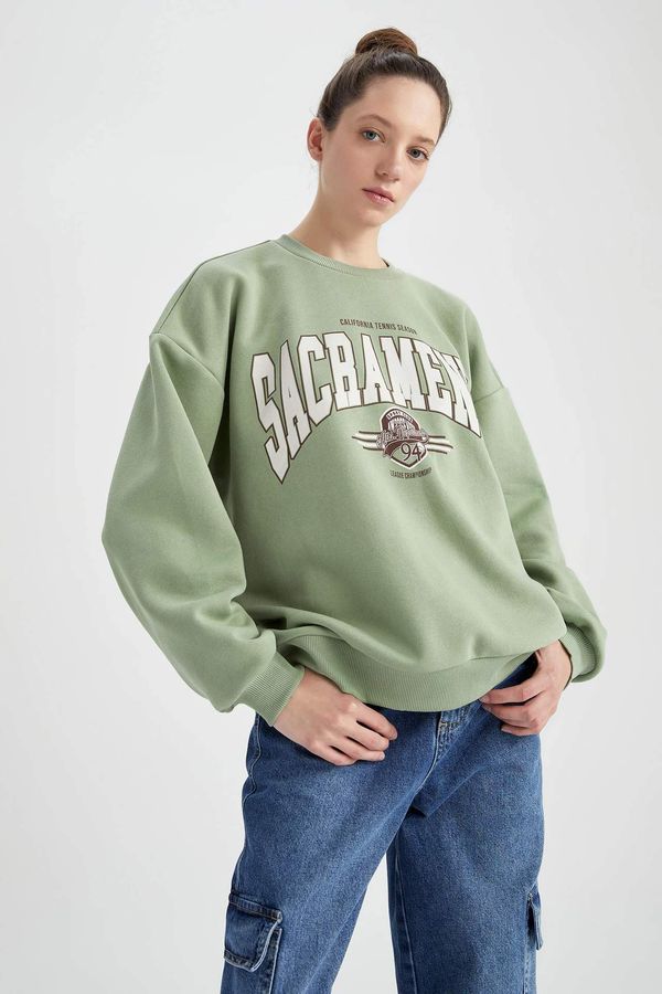 DEFACTO DEFACTO Oversize Fit Printed Long Sleeve Sweatshirt