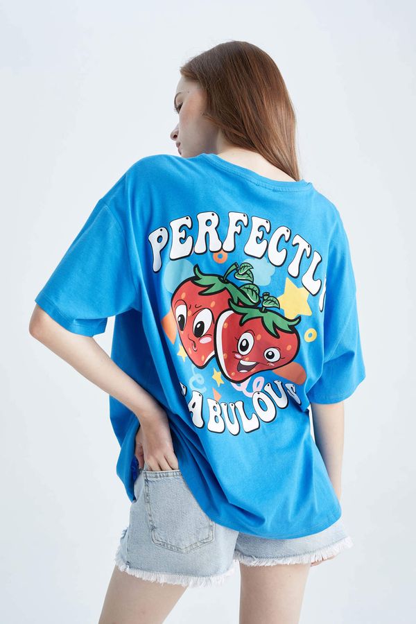 DEFACTO DEFACTO Oversize Fit Printed Short Sleeve T-Shirt