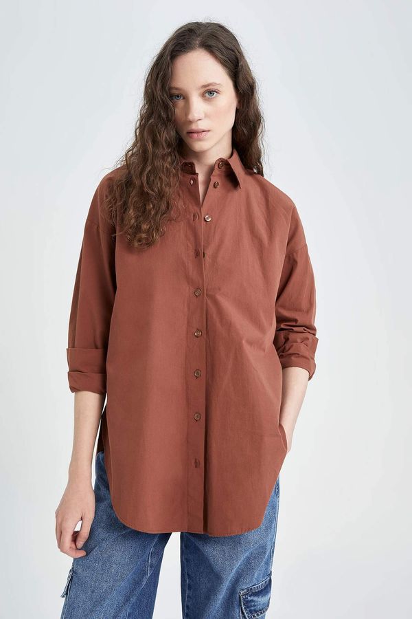 DEFACTO DEFACTO Oversize Fit Shirt Collar Poplin Long Sleeve Tunic