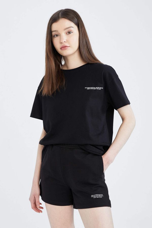 DEFACTO DEFACTO Oversize Fit Short Sleeve Minimal Slogan Print T-Shirt
