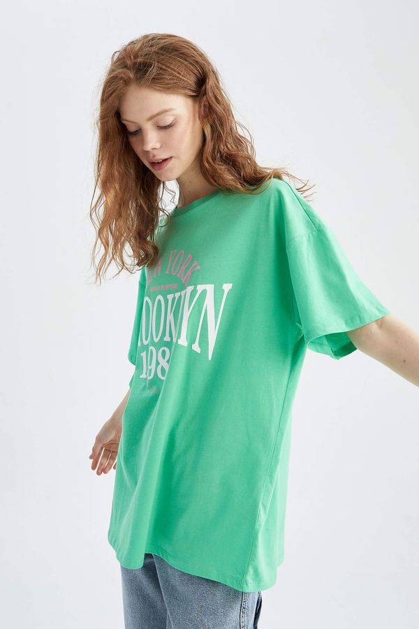 DEFACTO DEFACTO Oversize Fit Short Sleeve Slogan Print T-Shirt