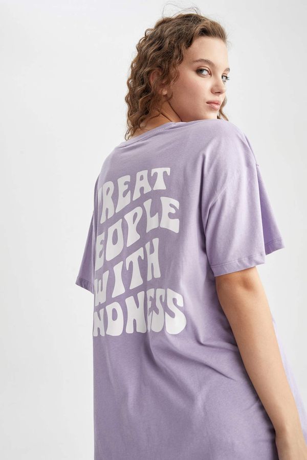 DEFACTO DEFACTO Oversized Short Sleeve Back Slogan Print T-Shirt