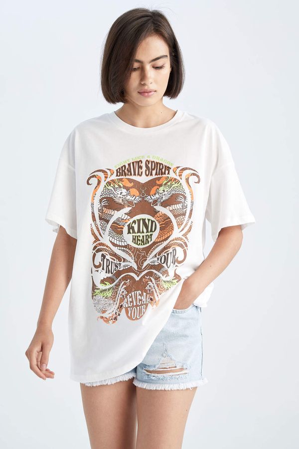 DEFACTO DEFACTO Oversized Short Sleeve Printed T-Shirt