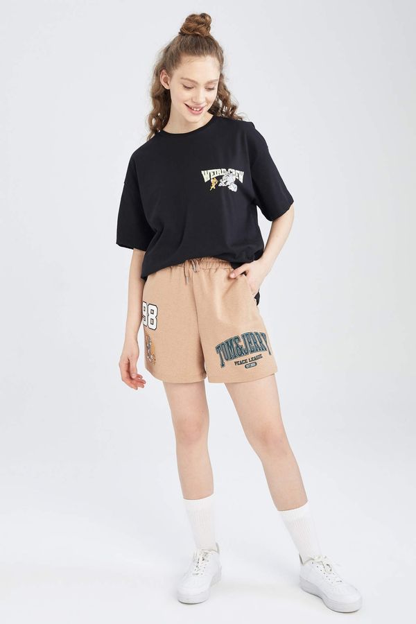 DEFACTO DEFACTO Oversized Short Sleeve Tom & Jerry Print Mini Short