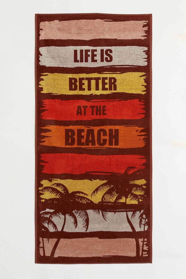 DEFACTO DEFACTO Palm And Slogan Print Beach Towel