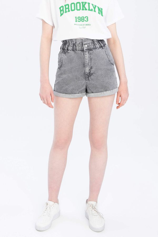 DEFACTO DEFACTO Paperbag Fit High Waisted Jean Short