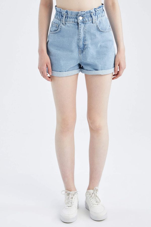 DEFACTO DEFACTO Paperbag Fit High Waisted Mini Jean Short