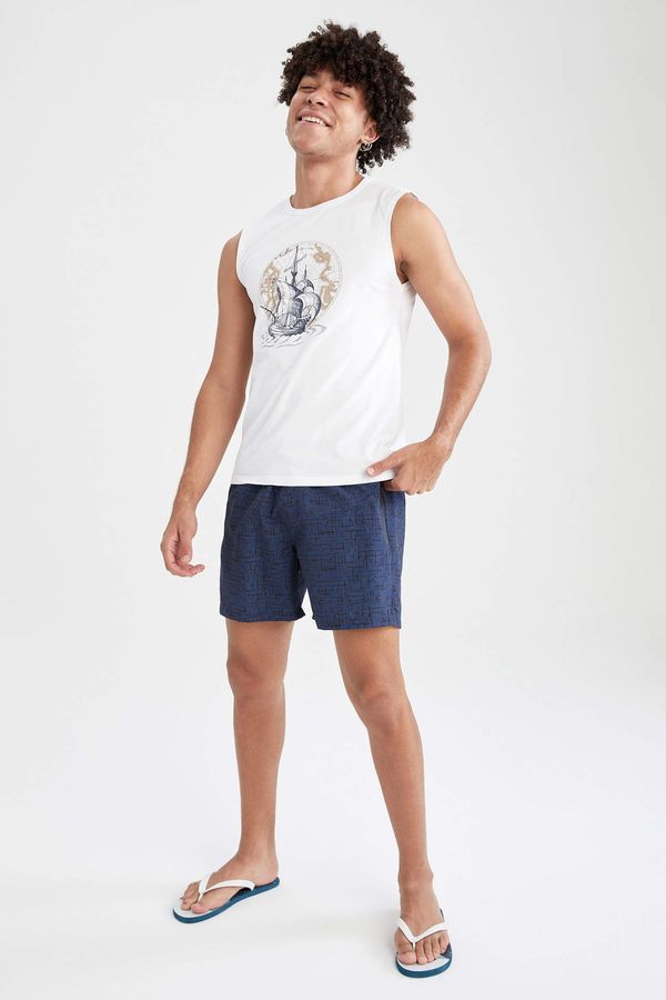 DEFACTO DEFACTO Patterned Drawstring Above Knee Swim Shorts