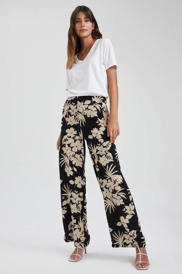 DEFACTO DEFACTO Patterned Wide Leg Palazzo Viscose Trousers