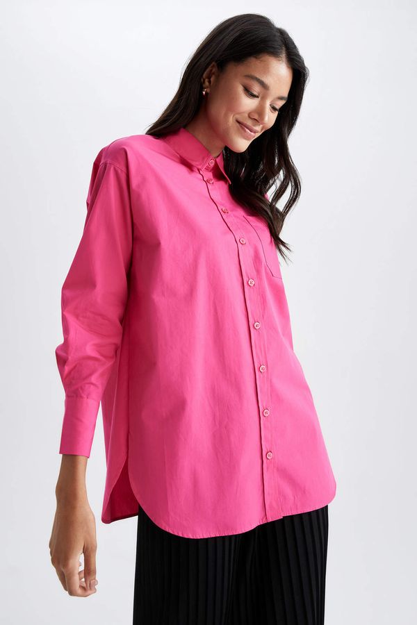 DEFACTO DEFACTO Poplin Relax Fit Shirt Collar Long Sleeve Tunic