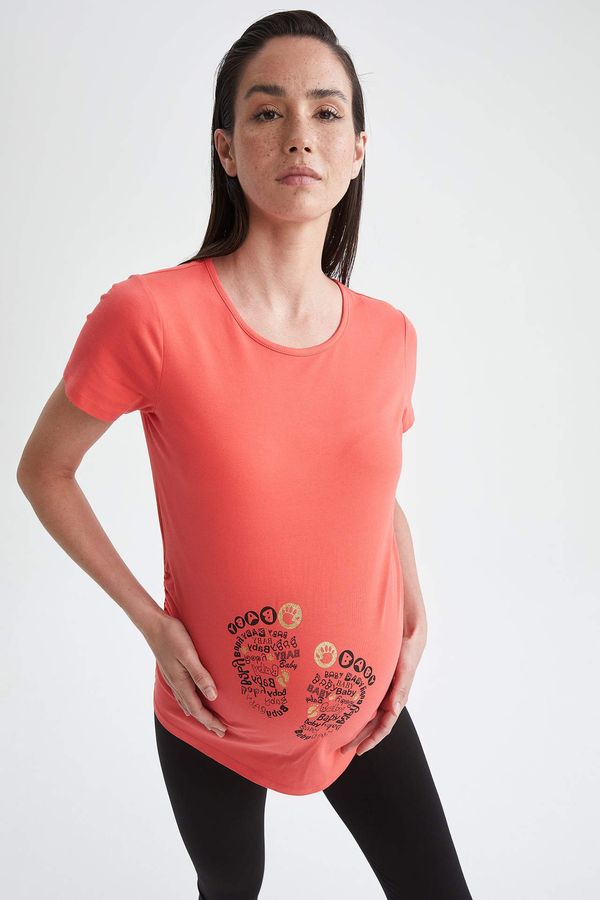 DEFACTO DEFACTO Printed Short Sleeve Crew Neck Maternity T-Shirt