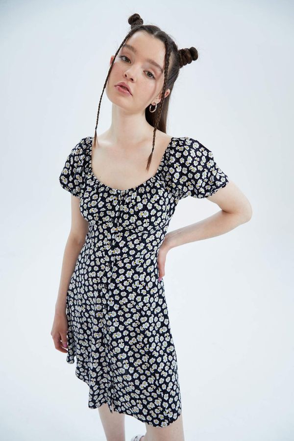 DEFACTO DEFACTO Printed Short Sleeve Mini Short Sleeve Woven Dress