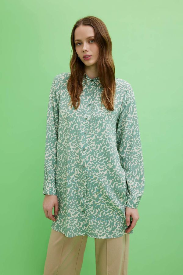 DEFACTO DEFACTO Regular Fit Animal Patterned Long Sleeve Tunic