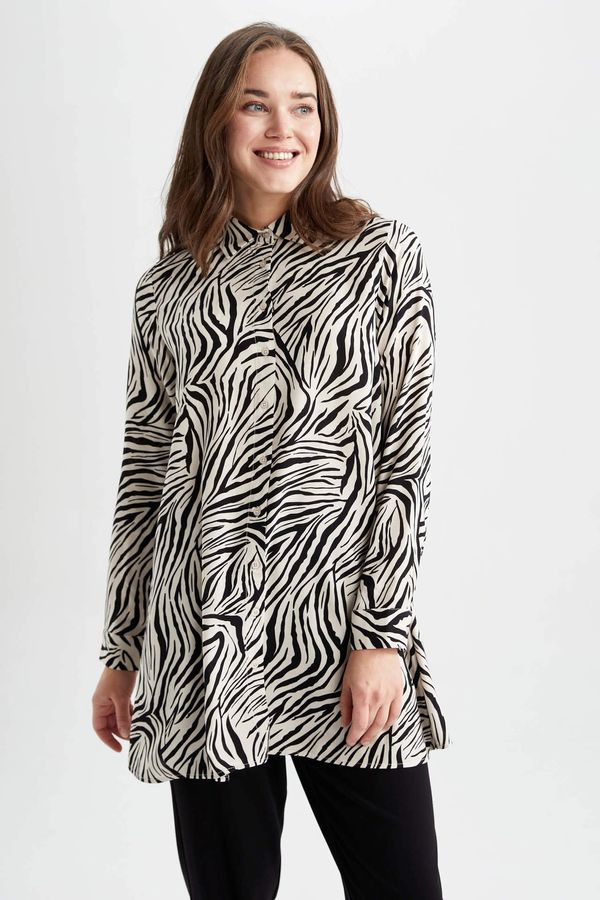 DEFACTO DEFACTO Regular Fit Animal Patterned Long Sleeve Tunic