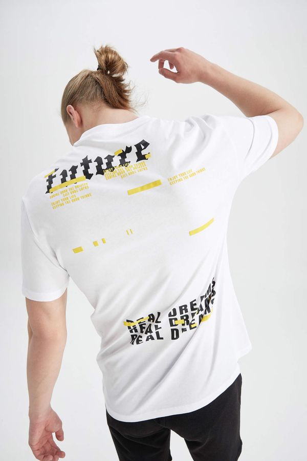 DEFACTO DEFACTO Regular Fit Crew Neck Short Sleeve Back Slogan Print T-Shirt