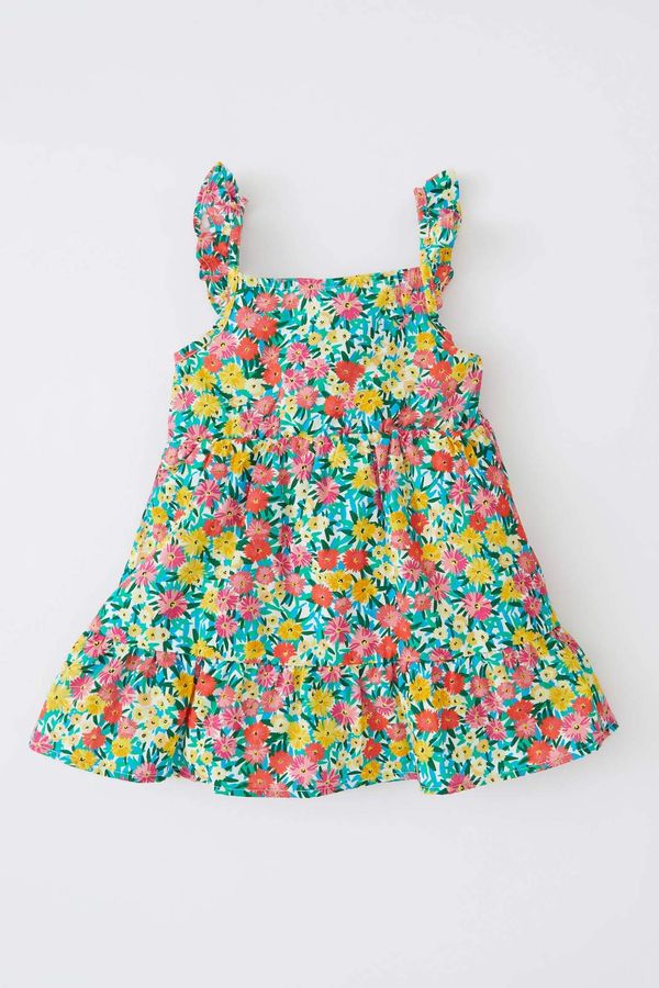 DEFACTO DEFACTO Regular Fit Flower Strappy Woven Dress