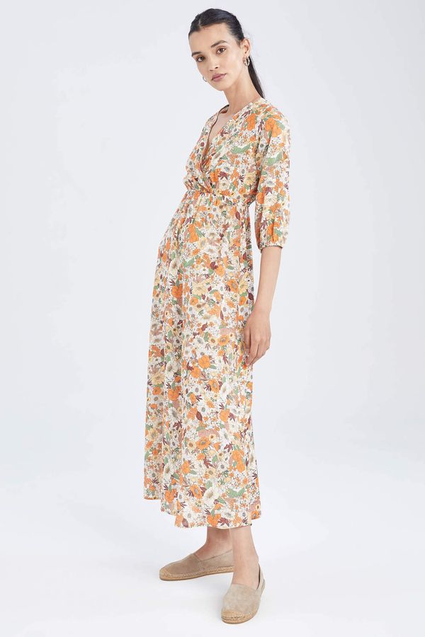 DEFACTO DEFACTO Regular Fit Half Sleeves Floral Print Maxi Dress