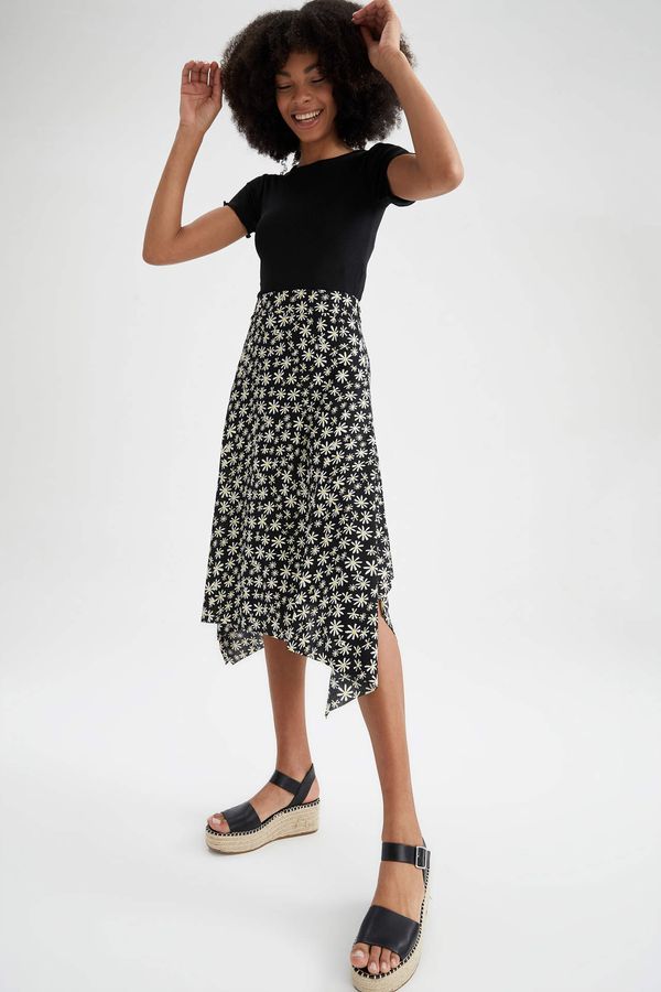 DEFACTO DEFACTO Regular Fit High Waisted Leopard Print Midi Skirt