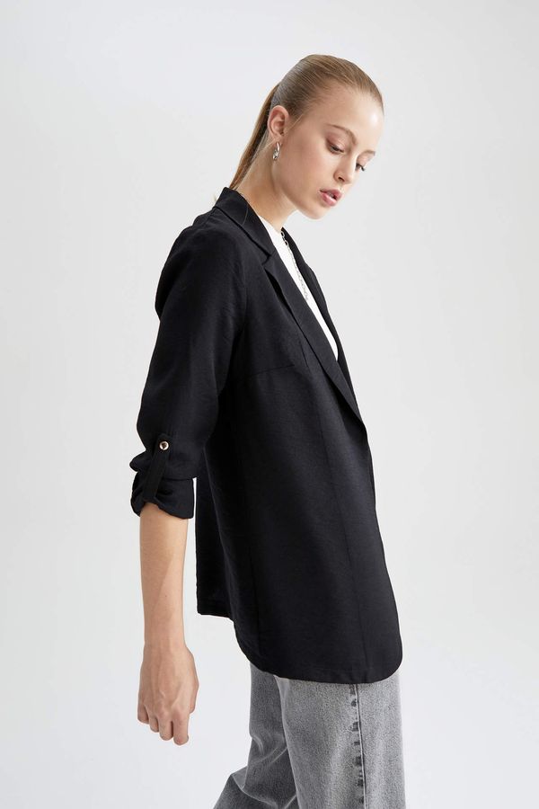 DEFACTO DEFACTO Regular Fit Linen Look Blazer Jacket