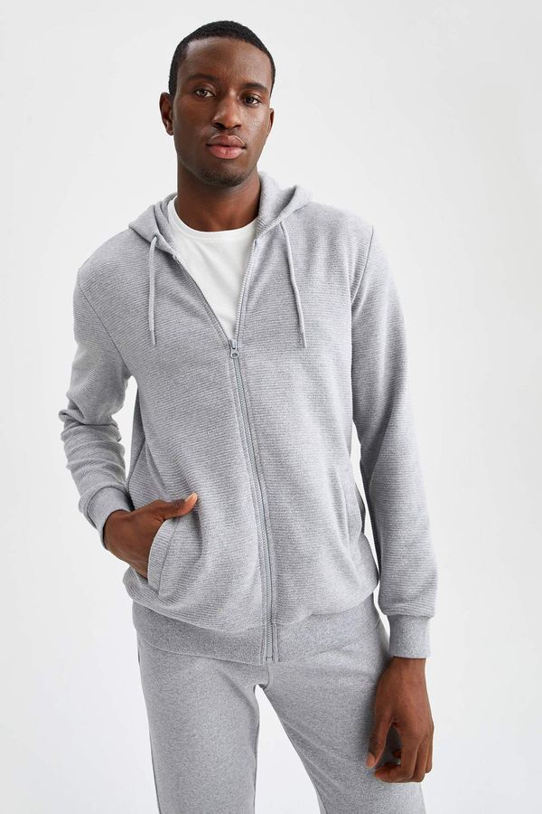 DEFACTO DEFACTO Regular Fit Long Sleeve Front Zip Cardigan