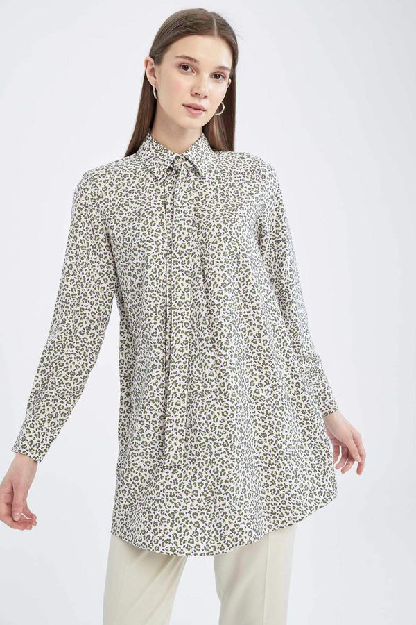 DEFACTO DEFACTO Regular Fit Long Sleeve Polka Ethnic Printed Tunic