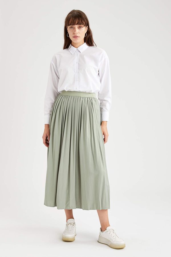 DEFACTO DEFACTO Regular Fit Pleated Elastic Waist Knitted Maxi Skirt