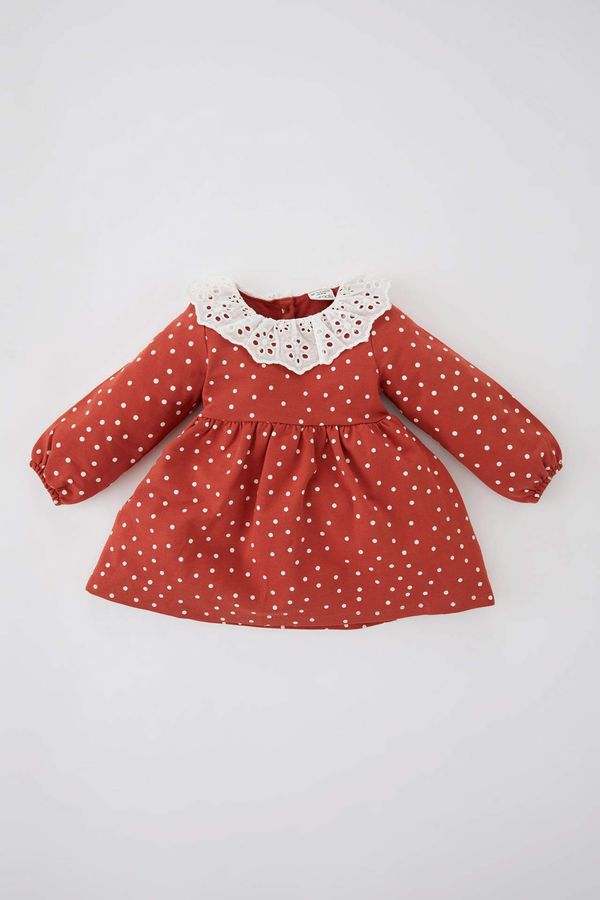 DEFACTO DEFACTO Regular Fit Polka Dot Long Sleeve Knitted Dress