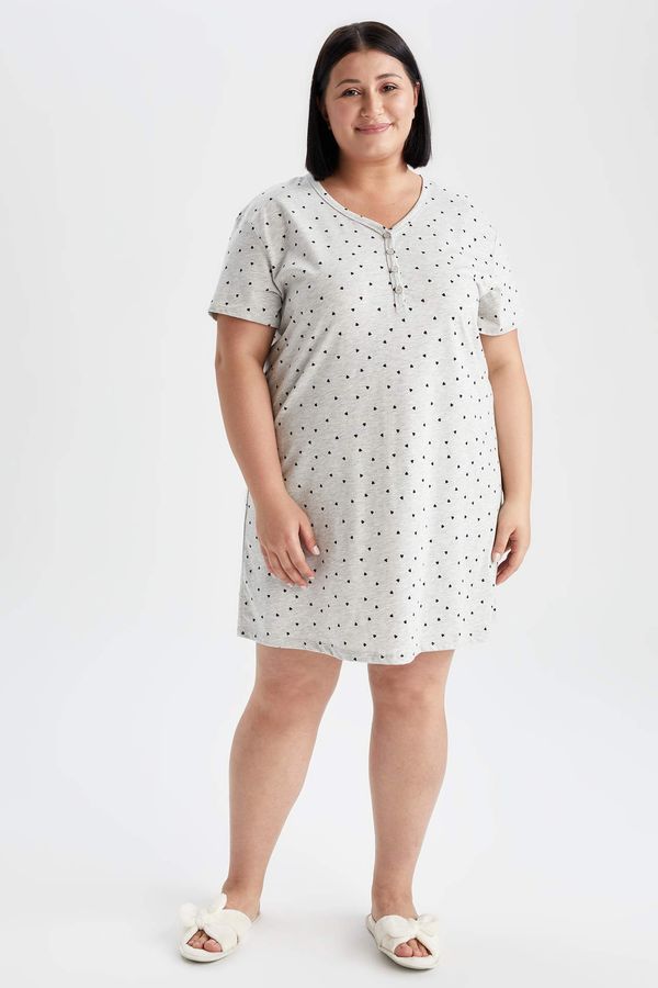 DEFACTO DEFACTO Regular Fit Polka Dot Short Sleeve Knitted Dress