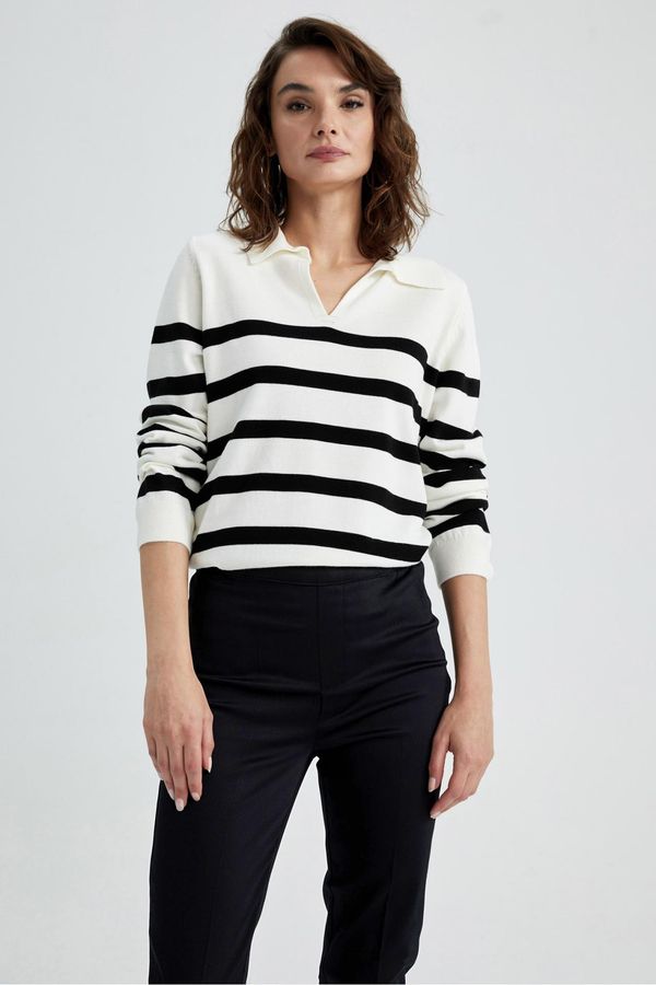 DEFACTO DEFACTO Regular Fit Polo Neck Striped Knitwear Sweater