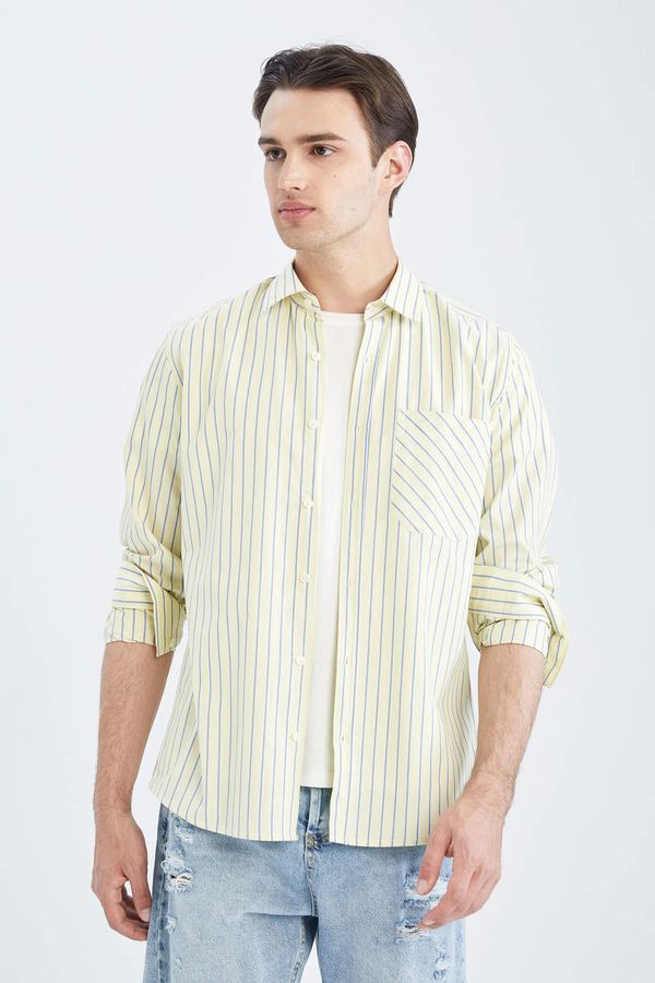 DEFACTO DEFACTO Regular Fit Poplin Striped Long Sleeve Shirt
