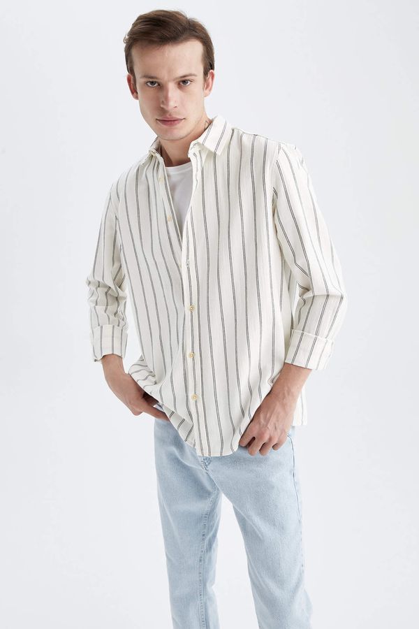 DEFACTO DEFACTO Regular Fit Poplin Striped Long Sleeve Shirt