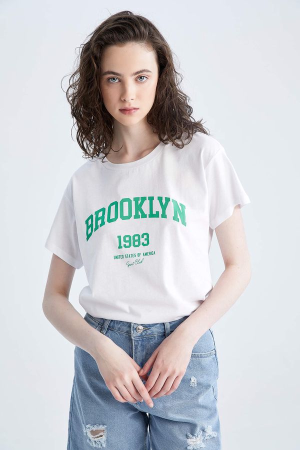 DEFACTO DEFACTO Regular Fit Short Sleeve Brooklyn Print T-Shirt