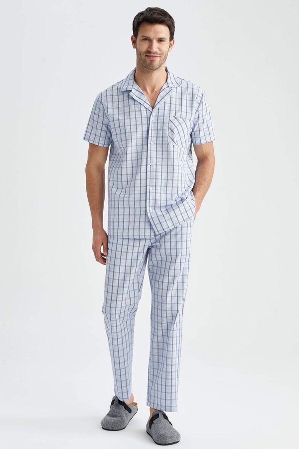 DEFACTO DEFACTO Regular Fit Short Sleeve Checkered Pajamas Set