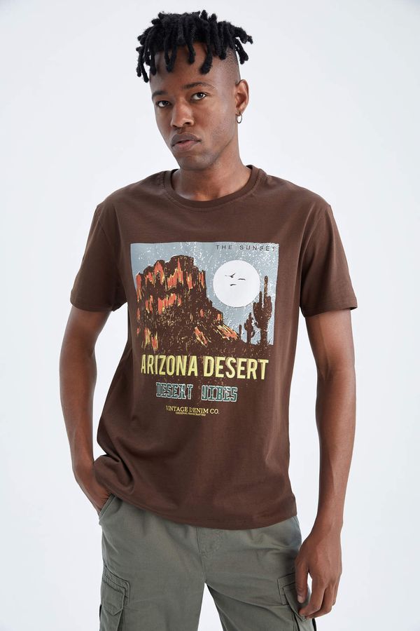 DEFACTO DEFACTO Regular Fit Short Sleeve Mountain Print T-Shirt