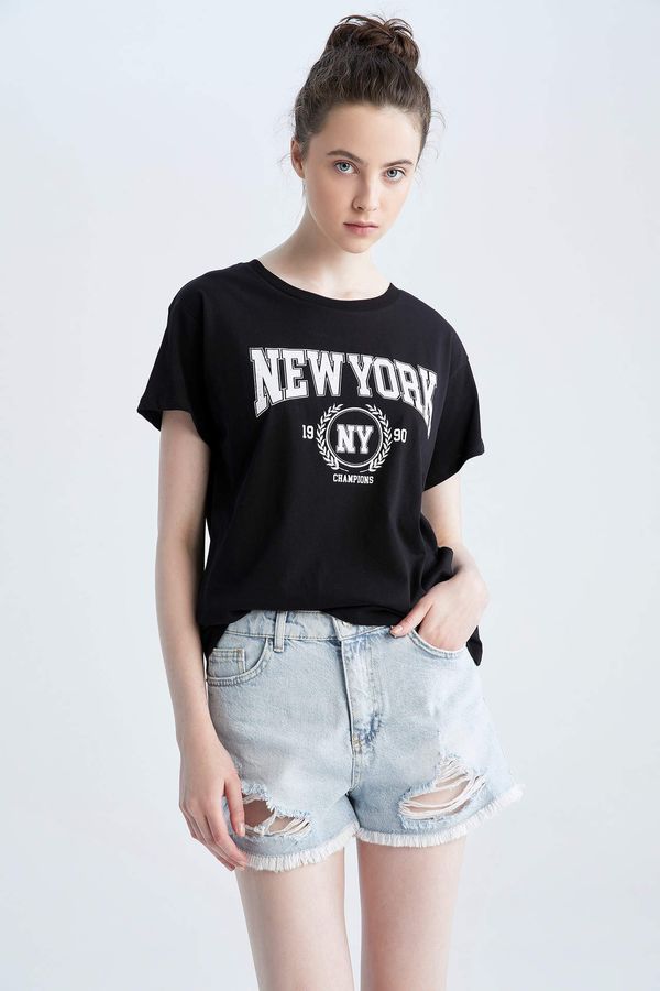 DEFACTO DEFACTO Regular Fit Short Sleeve New York Print T-Shirt