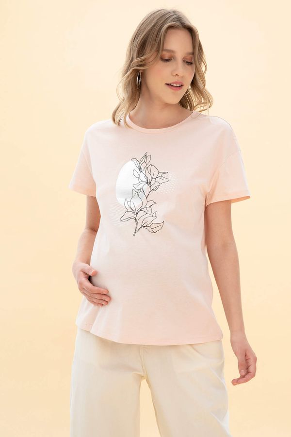 DEFACTO DEFACTO Regular Fit Short Sleeve Printed Maternity T-Shirt