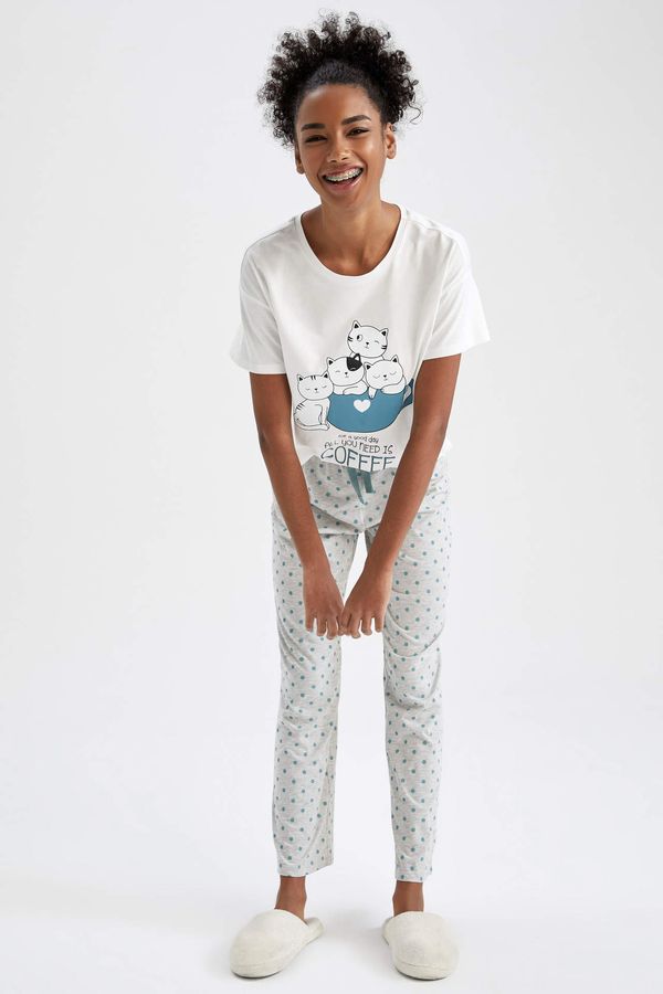 DEFACTO DEFACTO Regular Fit Short Sleeve Printed Pyjama Set
