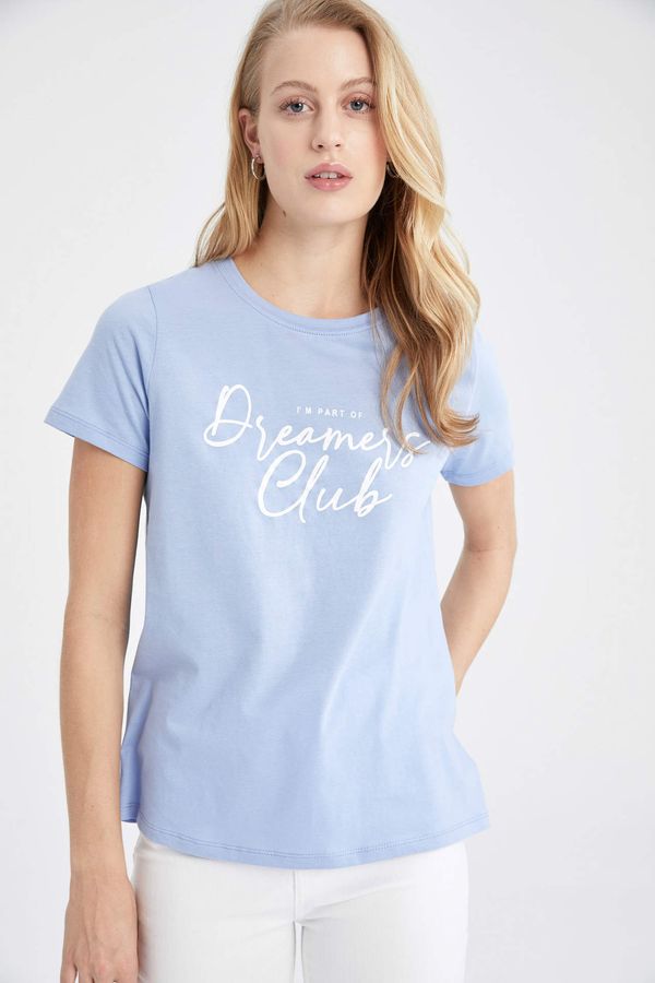 DEFACTO DEFACTO Regular Fit Short Sleeve Slogan Print T-Shirt