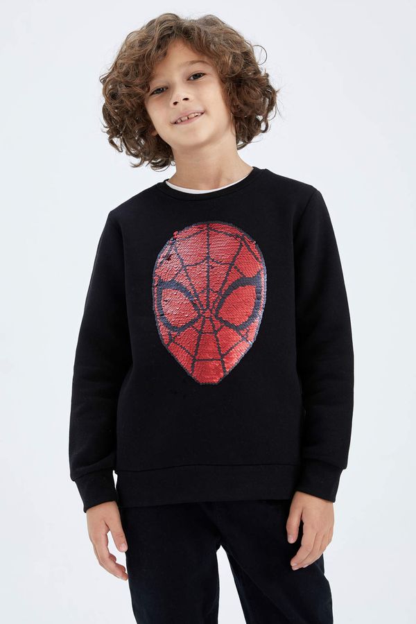 DEFACTO DEFACTO Regular Fit Spiderman Licensed Sequined Crew Neck Sweat Shirt