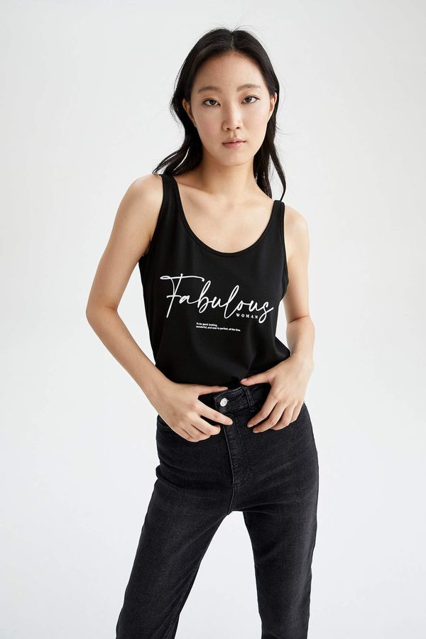 DEFACTO DEFACTO Regular Fit Strappy Slogan Print Vest