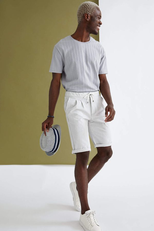 DEFACTO DEFACTO Regular Fit Stripe Patterned Bermuda Shorts