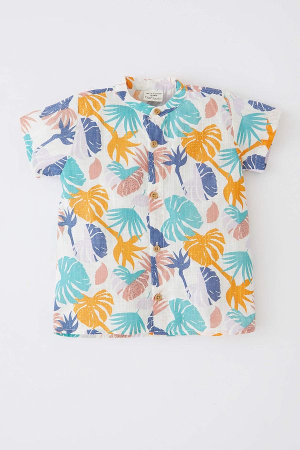 DEFACTO DEFACTO Regular Fit Tropical Patterned Short Sleeve Shirt