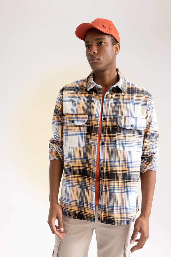 DEFACTO DEFACTO Relax Fit Checked Cotton Long Sleeve Shirt