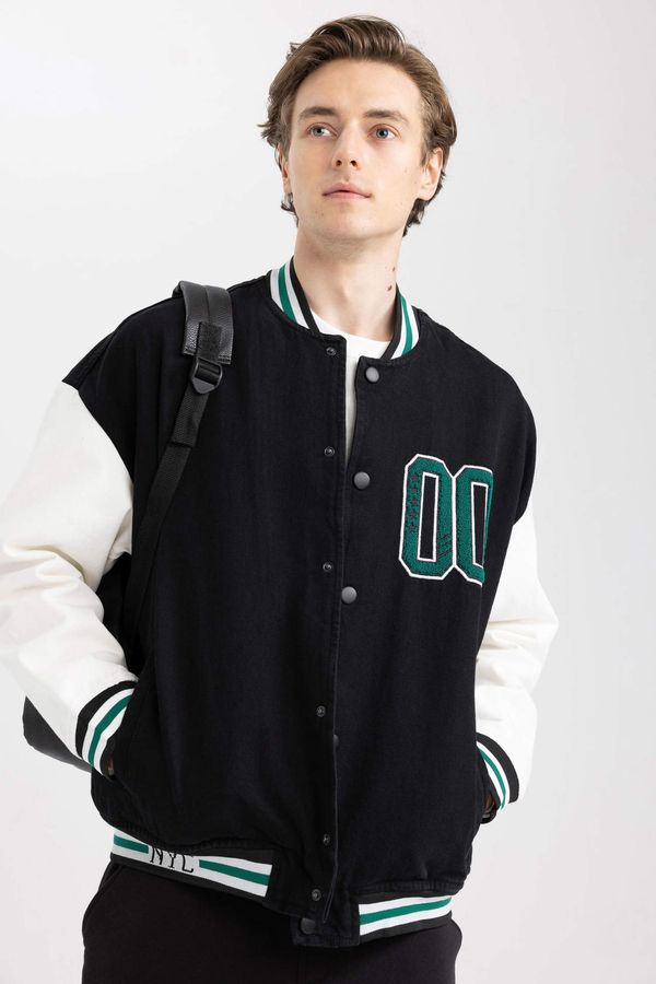 DEFACTO DEFACTO Relax Fit College Collar Bomber Jacket