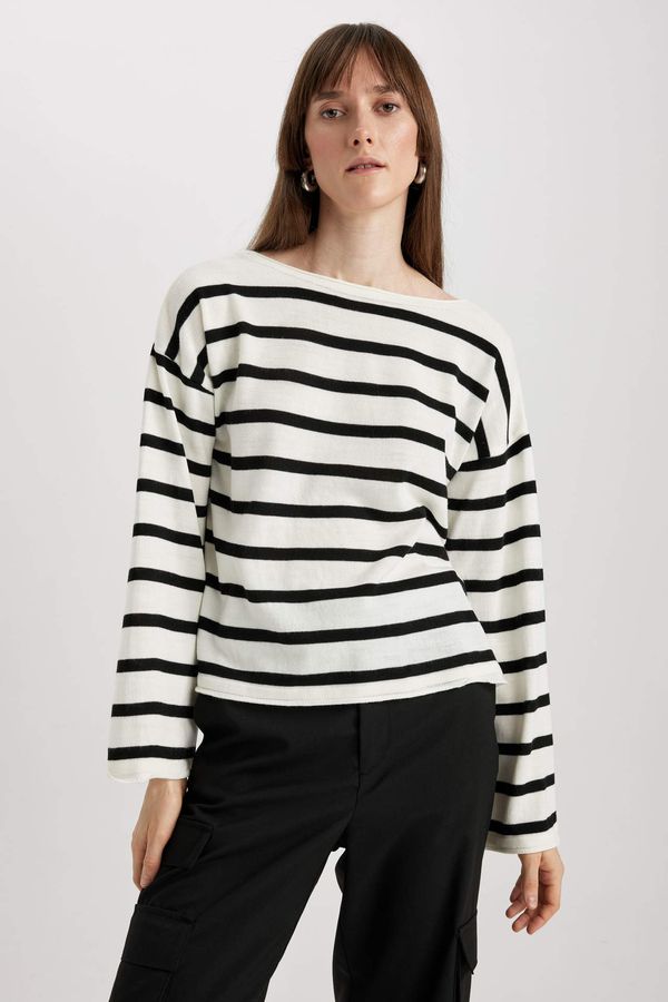 DEFACTO DEFACTO Relax Fit Crew Neck Striped Sweater