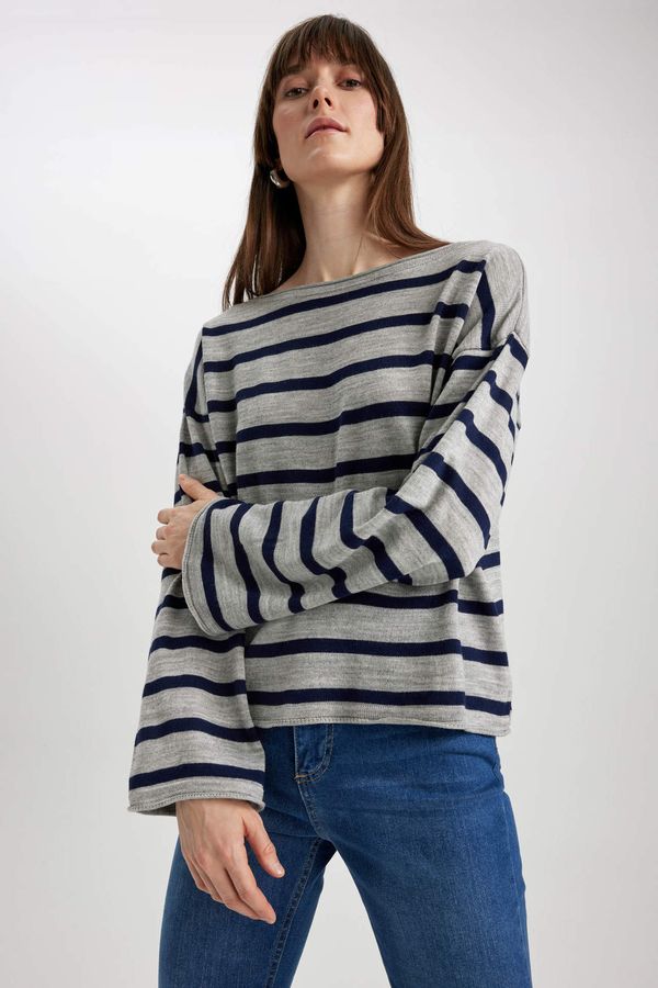 DEFACTO DEFACTO Relax Fit Crew Neck Striped Sweater